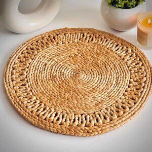 6 Handwoven Round 100% Jute Placemat, Artisan Handcrafted Build with
